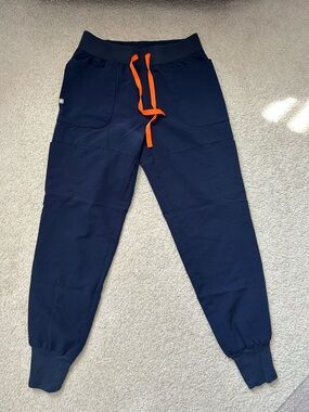 RARE Women’s Figs Nepal Navy Jogger Pants with Orange Drawstring